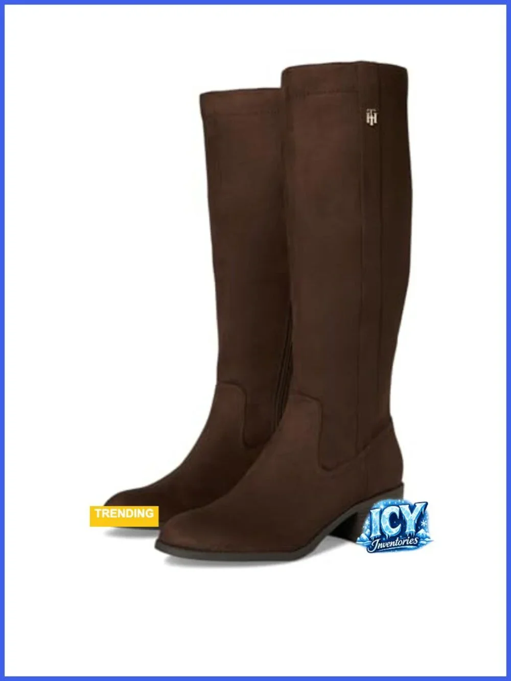 Knee High Boots with Block Heel and Faux Fur Lining